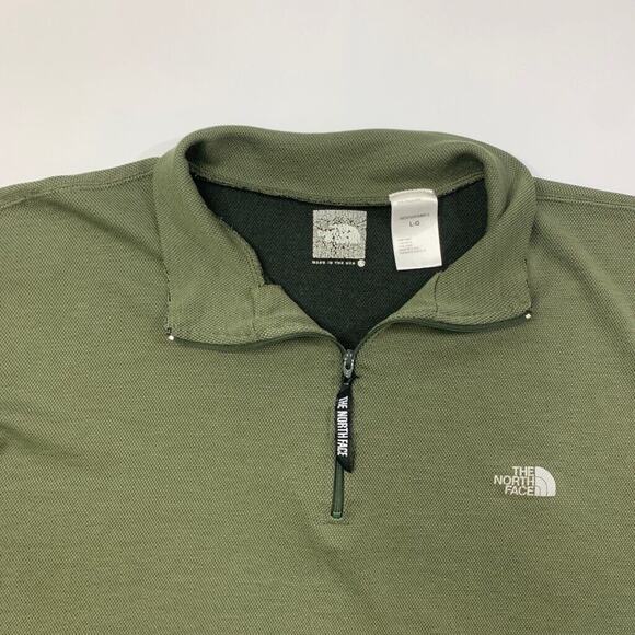 Vintage The North Face Sweatshirt Mens L Large Swamp Green 1/4 Zip Long Sleeve - Picture 4 of 12